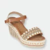 GC SHOES Heri Tan Platform Wedge Sandals