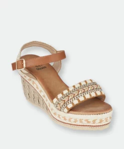 GC SHOES Heri Tan Platform Wedge Sandals