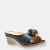 GC SHOES Ydney Black Wedge Sandals