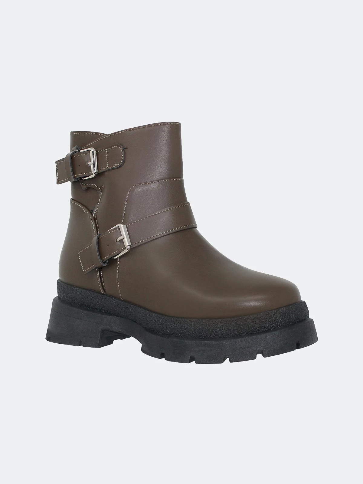 SOBEYO Women's Chunky Platform Double Buckle Booties