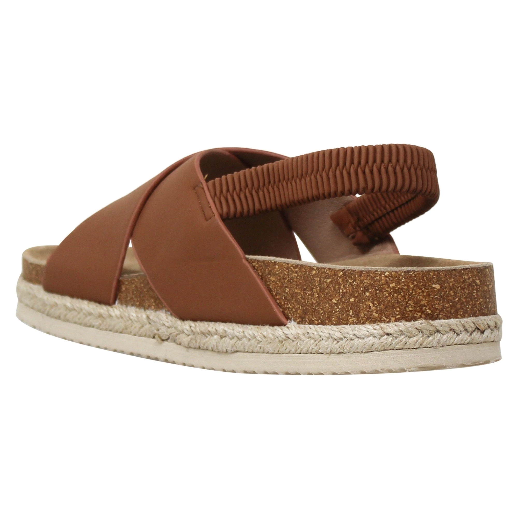 SOBEYO Women's Classic Criss Cross Platform Sandals Espadrilles Sling Back Tan - Image 3