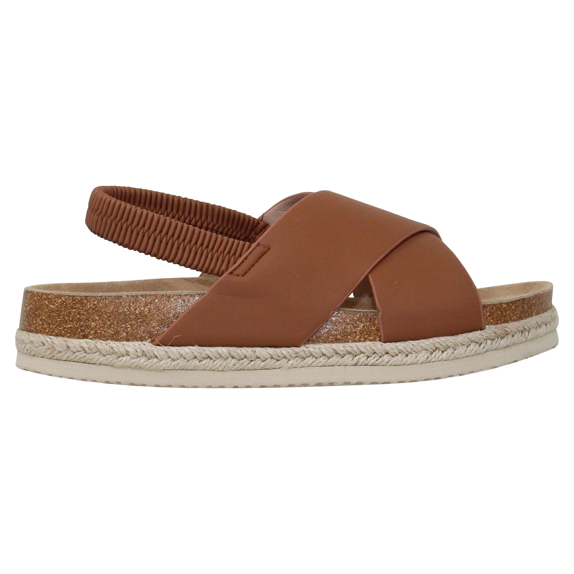 SOBEYO Women's Classic Criss Cross Platform Sandals Espadrilles Sling Back Tan - Image 2