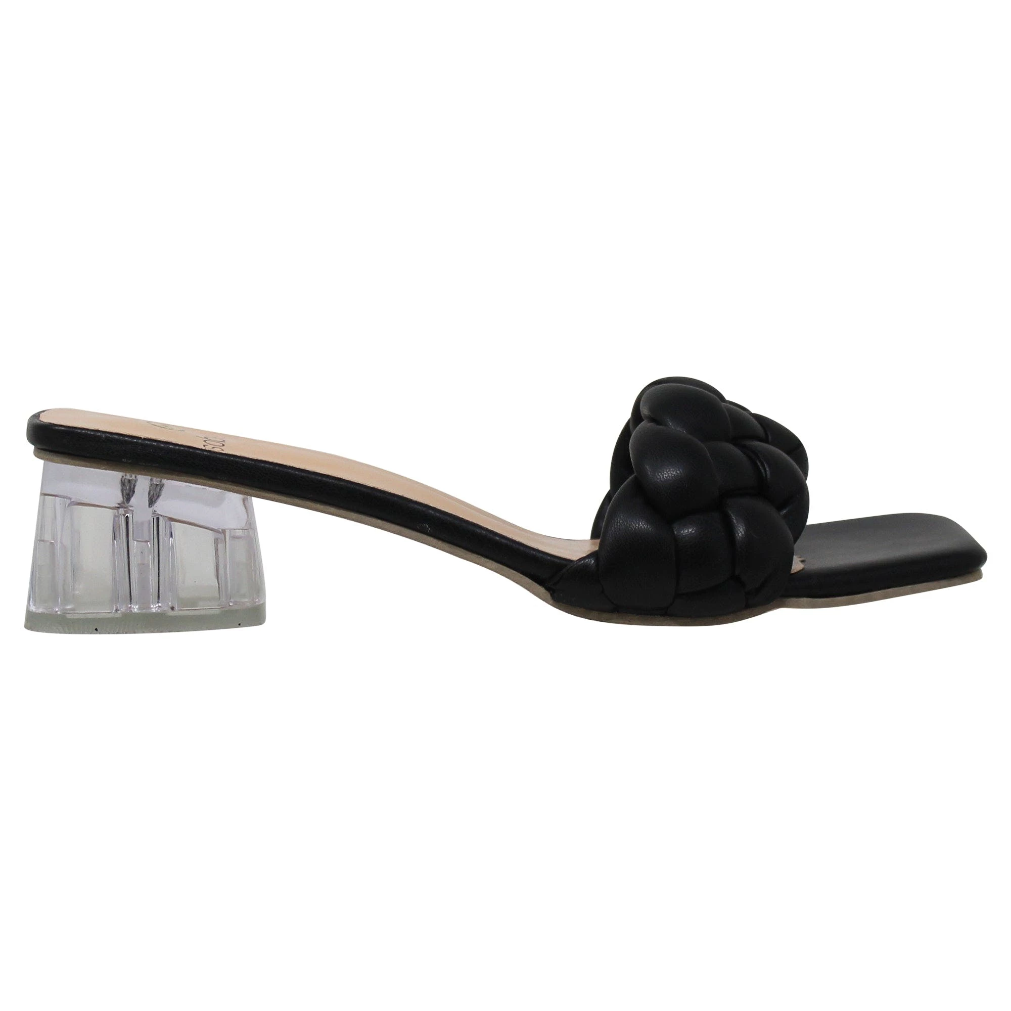 SOBEYO Strappy Sandals Braided One Band Low Clear Heels - Image 2