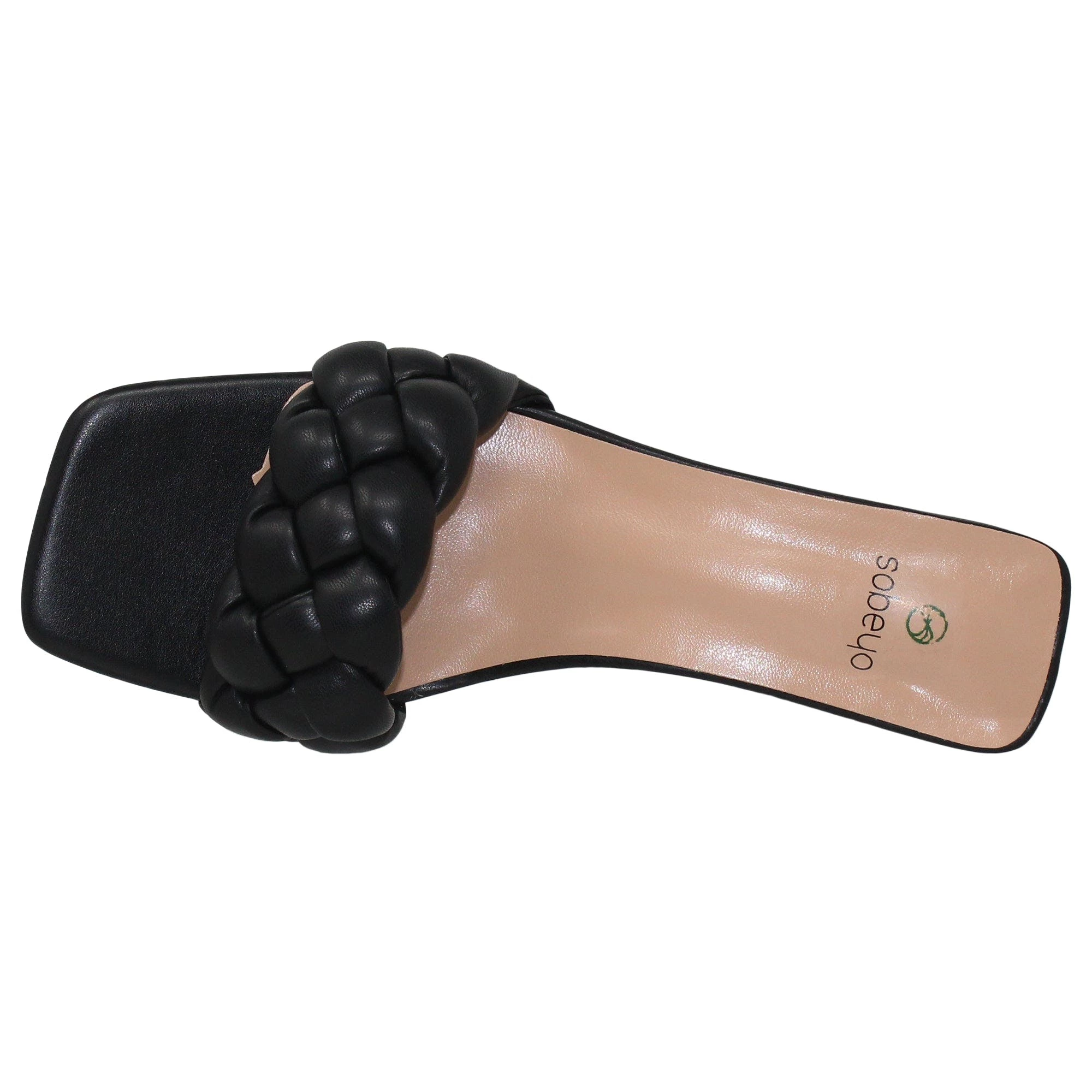 SOBEYO Strappy Sandals Braided One Band Low Clear Heels - Image 4