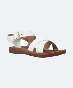 SOBEYO Women's Flatform Sandals X-Cross Ankle Strap Gold Buckles