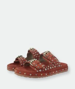 Saint G Chloe Suede Burnt Orange Sandals
