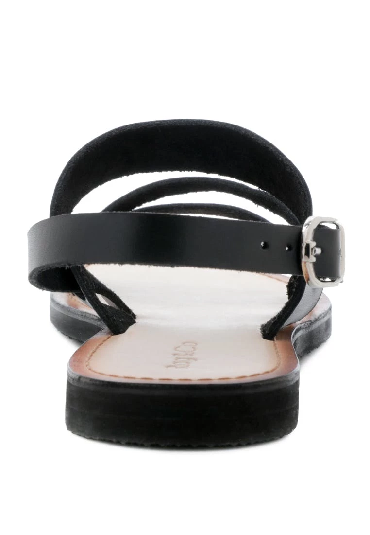 Rag & Co Mona Black Flat Sandal With Ankle Strap - Image 2