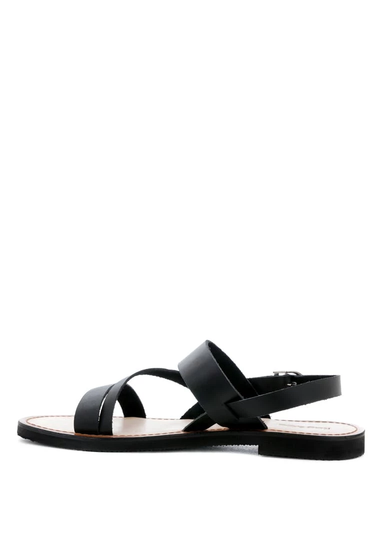 Rag & Co Mona Black Flat Sandal With Ankle Strap - Image 7