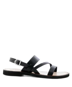 Rag & Co Mona Black Flat Sandal With Ankle Strap