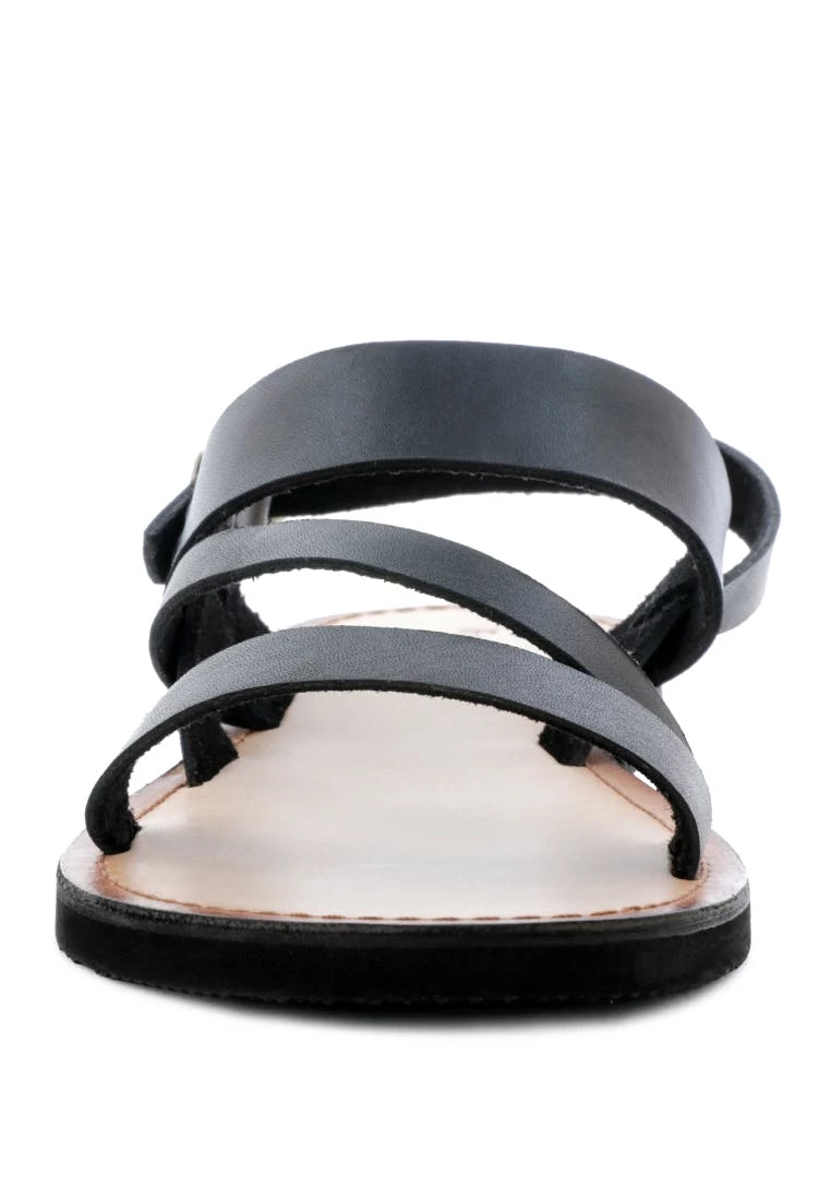 Rag & Co Mona Black Flat Sandal With Ankle Strap - Image 3