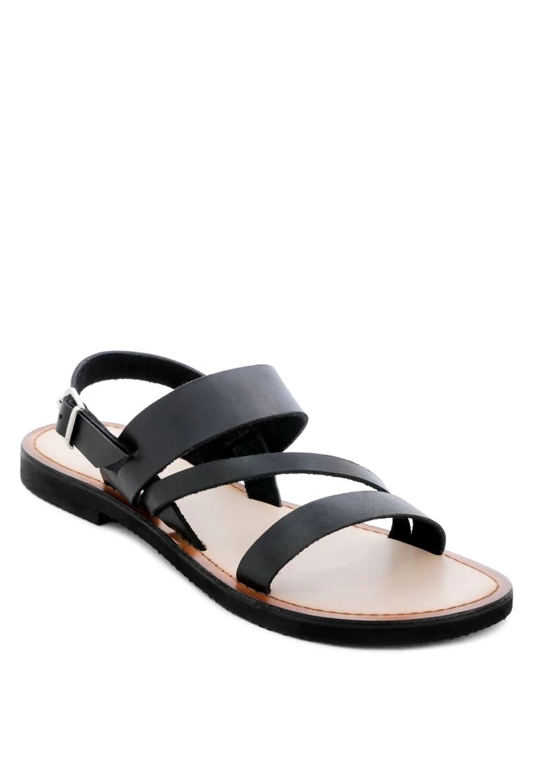 Rag & Co Mona Black Flat Sandal With Ankle Strap - Image 6