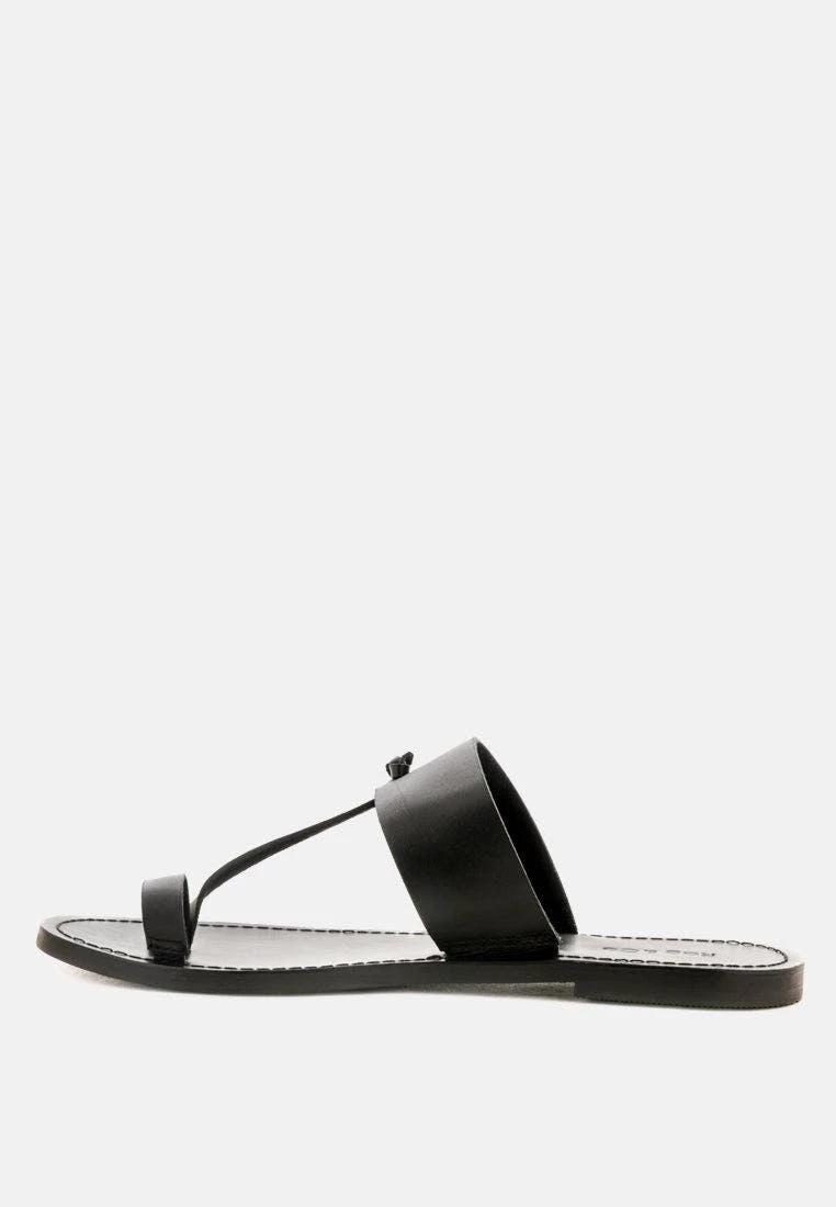 Rag & Co Leona Black Thong Flat Sandals - Image 3
