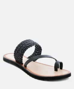 Rag & Co Zina Braided Leather Flat Sandal