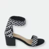 Rag & Co Rla Black Stacked Heel Sandal