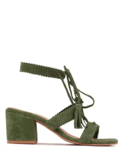 Rag & Co Zena Green Suede Leather Sandal