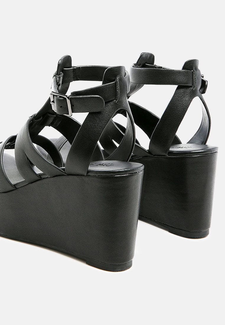 Rag & Co Windrush Cage Wedge Leather Sandal - Image 3