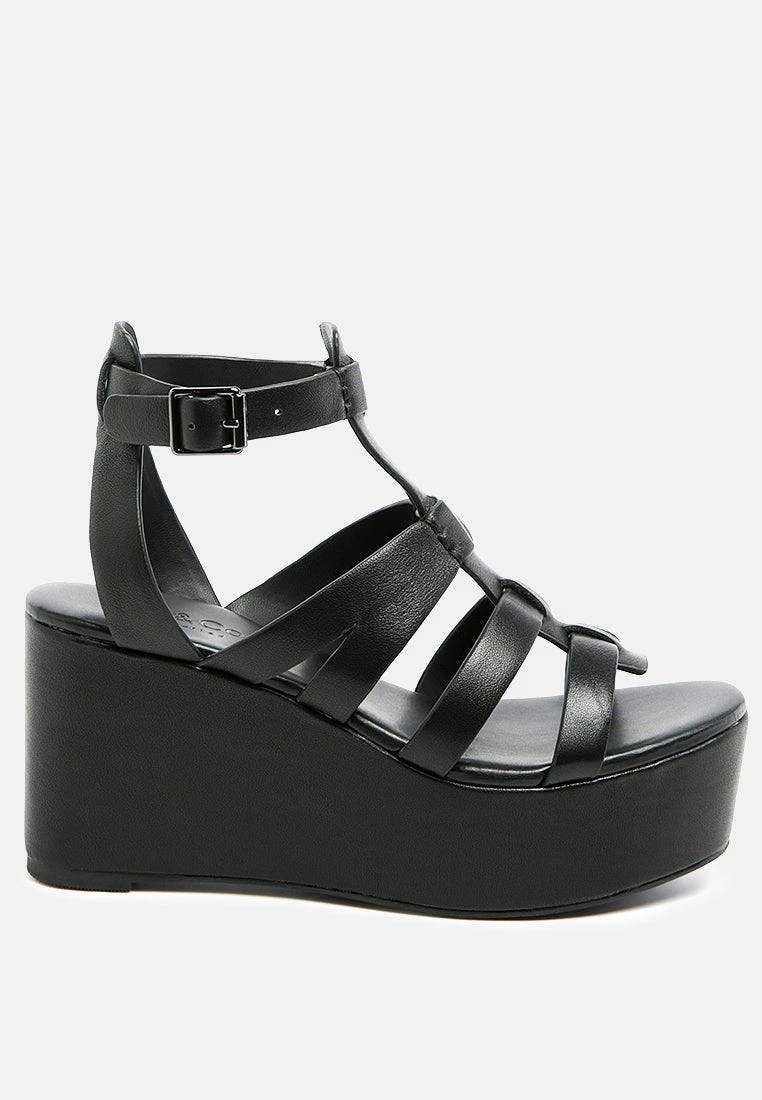 Rag & Co Windrush Cage Wedge Leather Sandal - Image 2