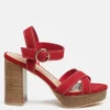 Rag & Co Houpette Suede Leather Block Heeled Sandal