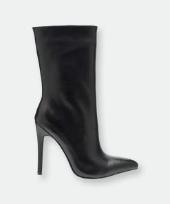 Rag & Co Nagini Over Ankle Pointed Toe High Heeled Boot - Black