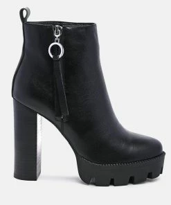 Rag & Co Mistress High Block Heeled Chunky Leather Boot