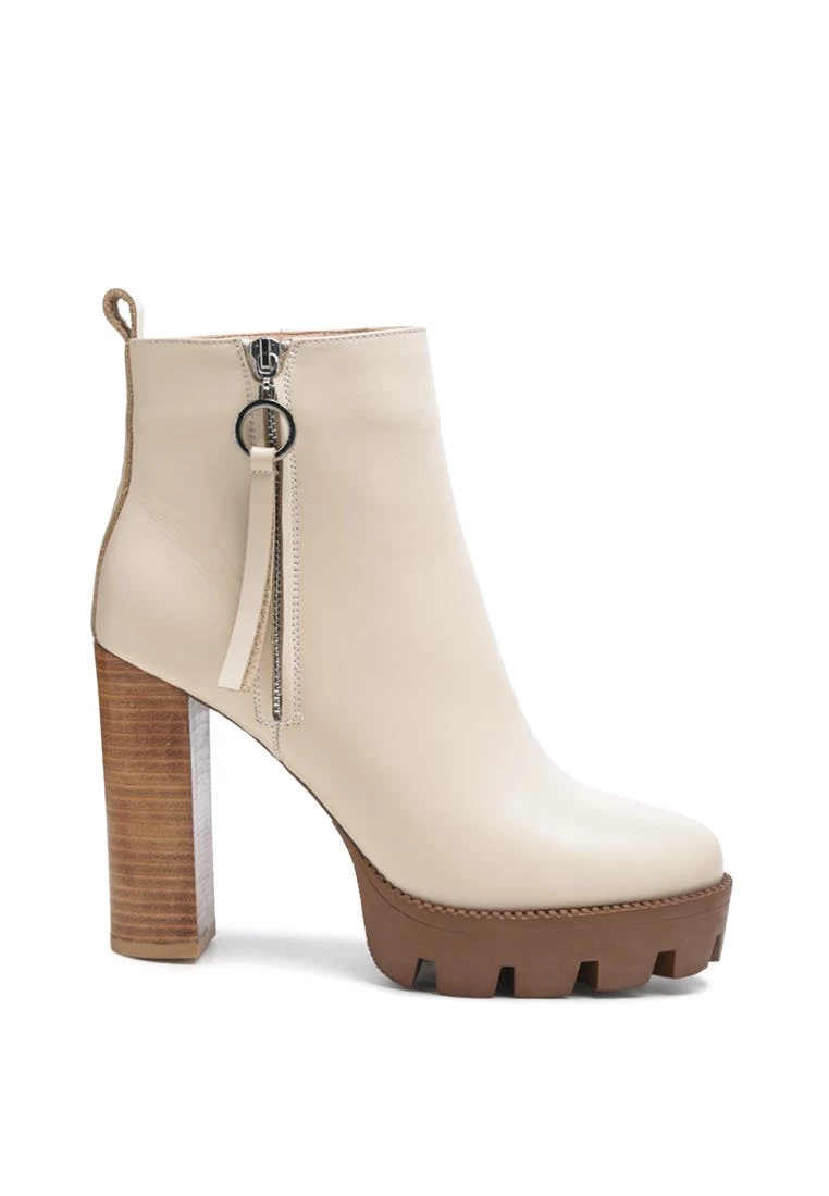 Rag & Co Mistress High Block Heeled Chunky Leather Boot