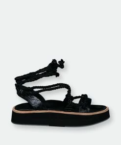Rag & Co Kendall Strings Platform Leather Sandal In Black