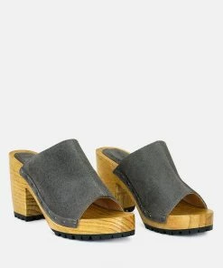 Rag & Co Jarrah Grey Suede Slide Clogs