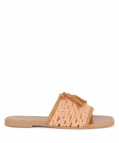 Rag & Co Edar Handwoven Natural Tan Tassel Flats