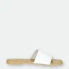 Rag & Co Tatami White Soft Leather Classic Leather Slide Flats