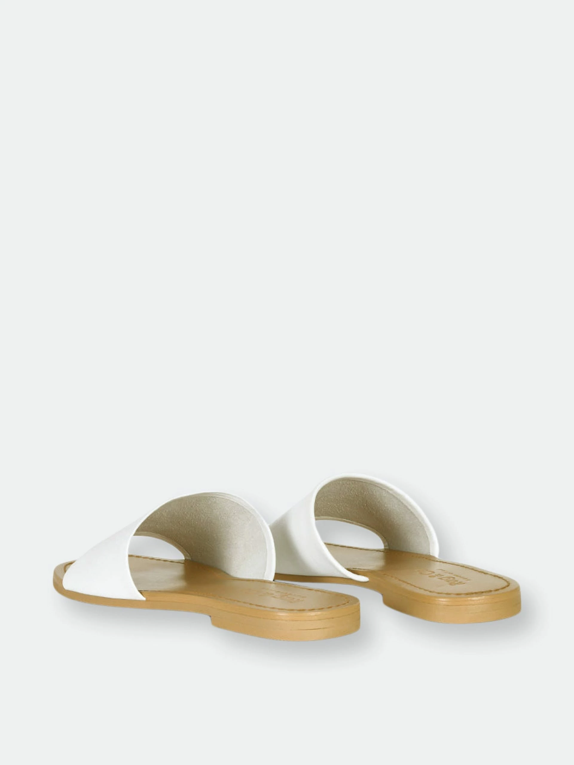 Rag & Co Tatami White Soft Leather Classic Leather Slide Flats - Image 3