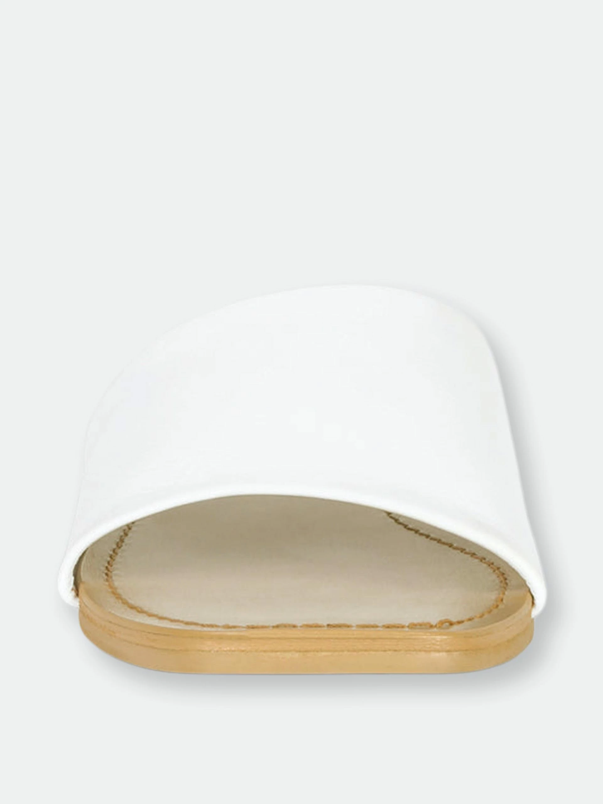 Rag & Co Tatami White Soft Leather Classic Leather Slide Flats - Image 4