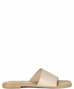 Rag & Co Tatami Latte Soft Leather Classic Leather Slide Flats