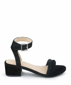 Rag & Co Amelia Black Minimalist Block Heel Sandal