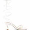 Rag & Co Dorita White Kitten Heel Lace Up Sandal