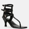 Rag & Co Nereid Kitten Heel Cut Out Gladiator Sandals - Black