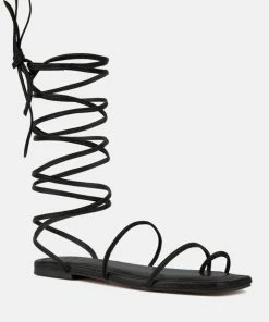 Rag & Co Amatha Black Essential Toe Ring Summer Leather Flats