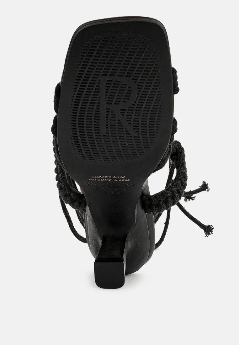 Rag & Co Beroe Black Braided Handcrafted Lace Up Sandal - Image 7
