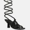 Rag & Co Beroe Black Braided Handcrafted Lace Up Sandal