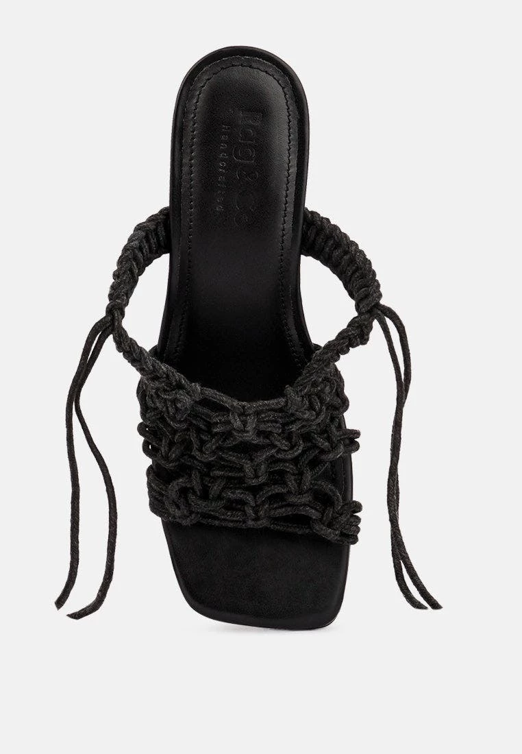 Rag & Co Beroe Black Braided Handcrafted Lace Up Sandal - Image 6