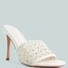 Rag & Co Tease Off White Woven Heeled Slides