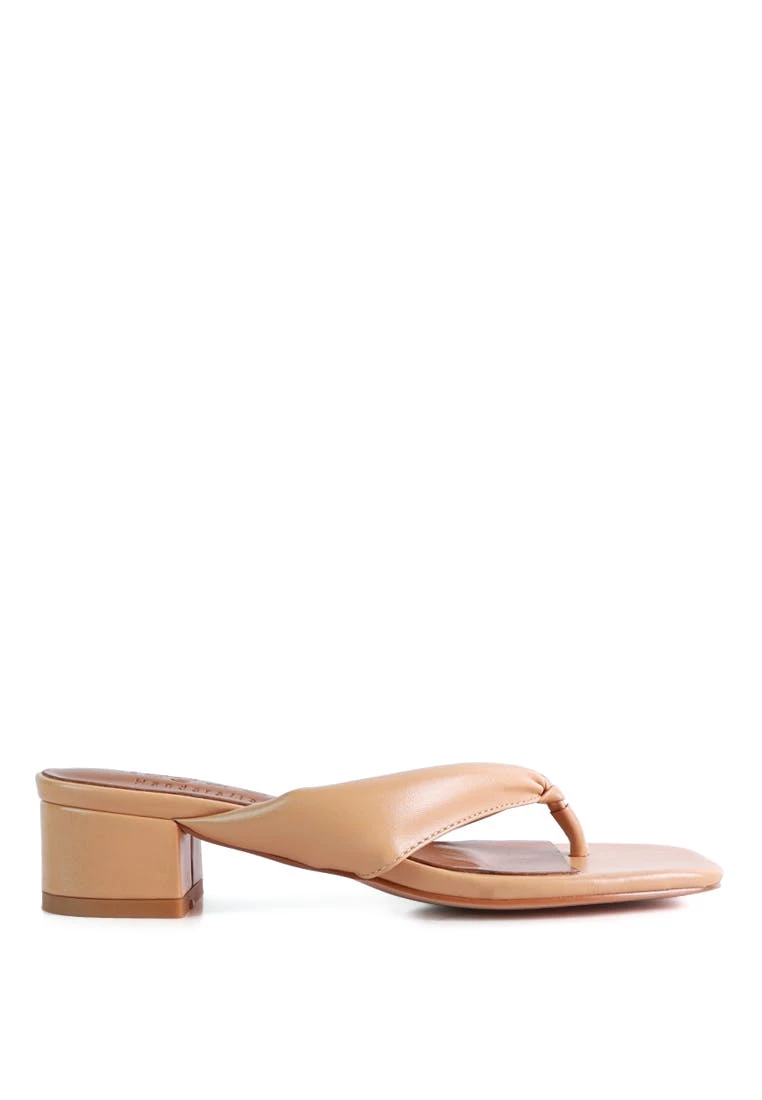 Rag & Co Memestar Latte Low Heel Thong Sandals