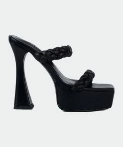 Rag & Co Pin-Up Black Braided High Heel Sandals