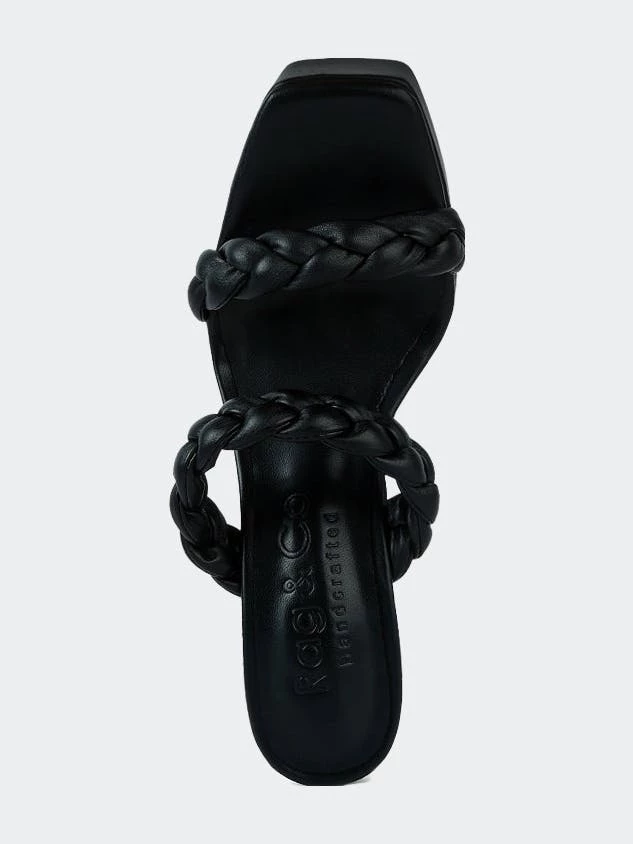 Rag & Co Pin-Up Black Braided High Heel Sandals - Image 5