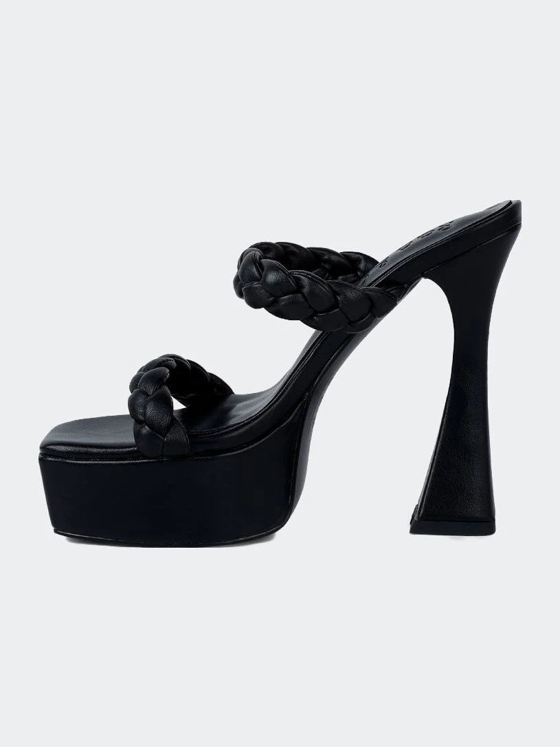 Rag & Co Pin-Up Black Braided High Heel Sandals - Image 3