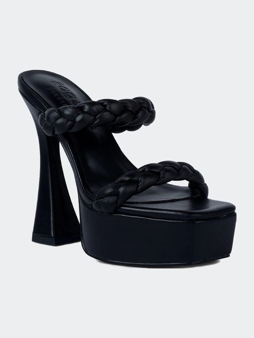 Rag & Co Pin-Up Black Braided High Heel Sandals - Image 2