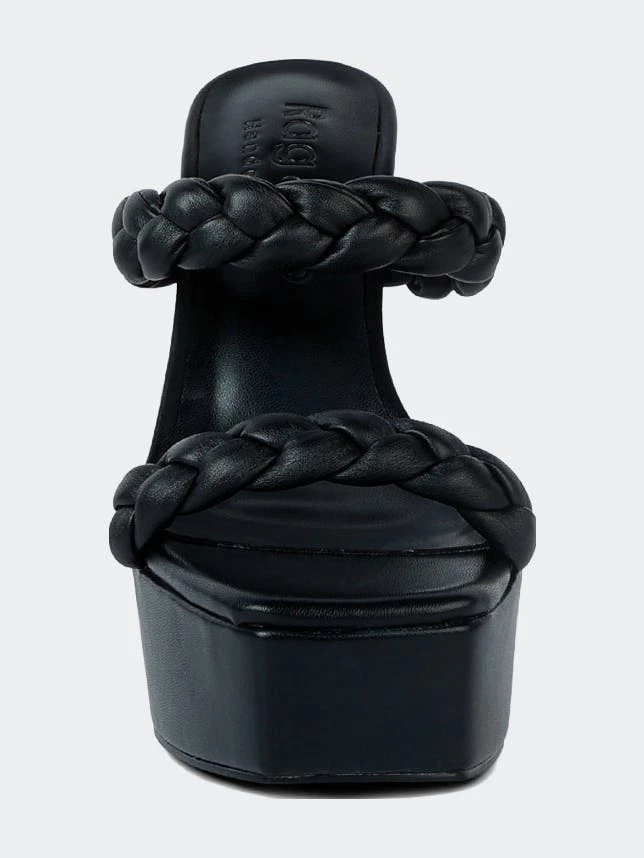 Rag & Co Pin-Up Black Braided High Heel Sandals - Image 4