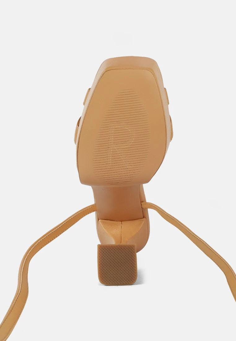 Rag & Co Splitsoul Nude Lace Up High Platform Sandal - Image 7