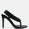 Rag & Co Singles Black High Heeled Thong Sandals