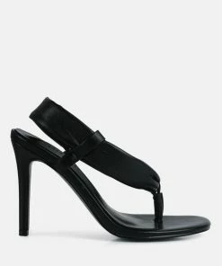 Rag & Co Singles Black High Heeled Thong Sandals