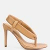 Rag & Co Singles Beige High Heeled Thong Sandals